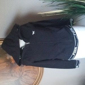 Victoria Secret PINK Black & White Hoodie Jacket. XS